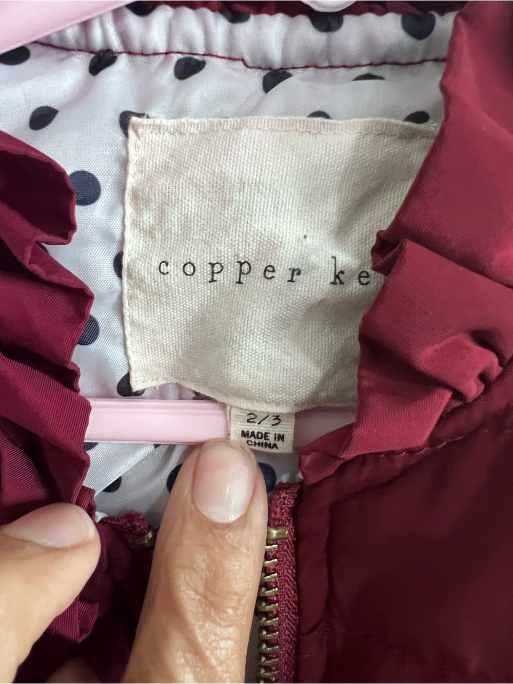 Copper Key Quilted Ruffle-Trim Vest - Berry - Picture 2 of 3